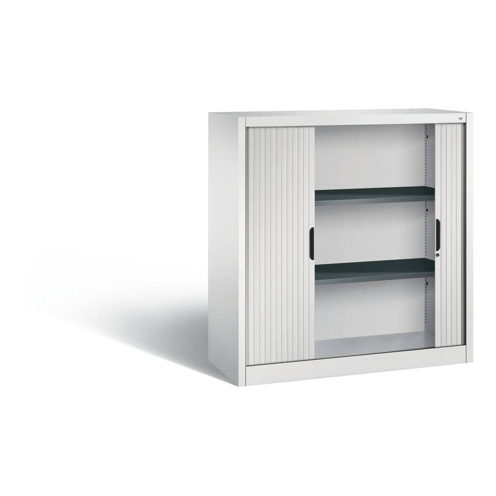 N° de l'image du produit 2 : Armoire à volet roulant C+P, 3 hauteurs de classeur, largeur 1 200 mm, gris clair