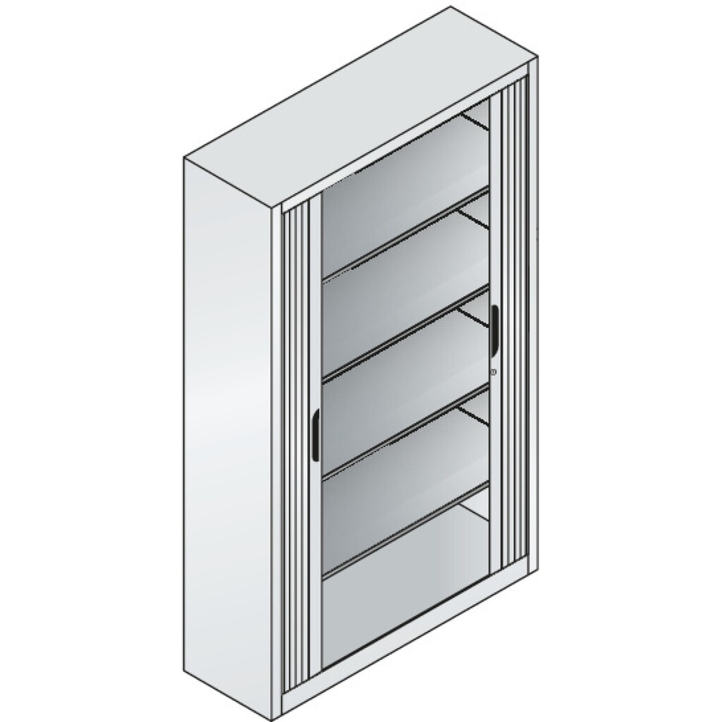 N° de l'image du produit 3 : Armoire à volet roulant C+P, 5 hauteurs de classeur, largeur 1 200 mm, blanc pur