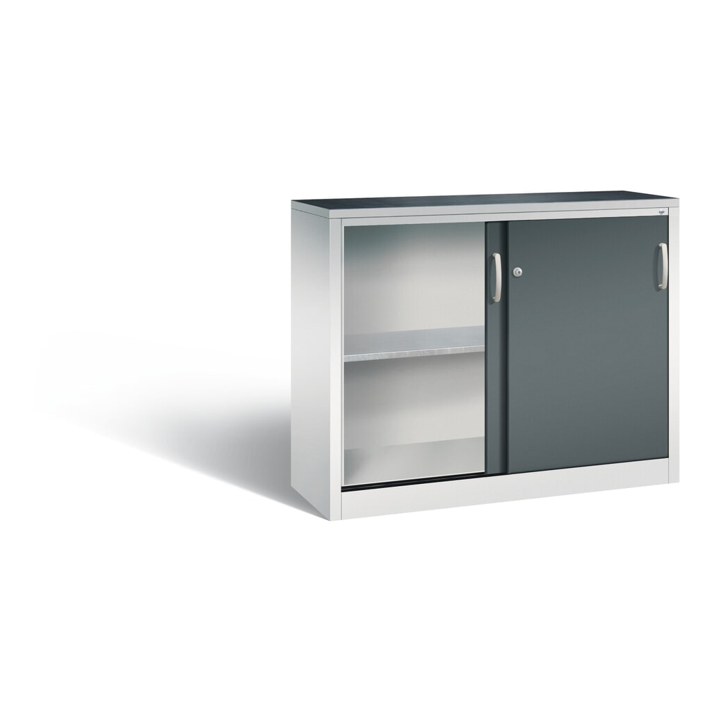 Armoire d’appoint d’atelier C+P avec 1 tablette, H x l x P 1 000 x 1 200 x 400 mm, gris clair, gris anthracite N° de l'image du produit 4 : Armoire d’appoint d’atelier C+P avec 1 tablette, H x l x P 1 000 x 1 200 x 400 mm, gris clair, gris anthracite