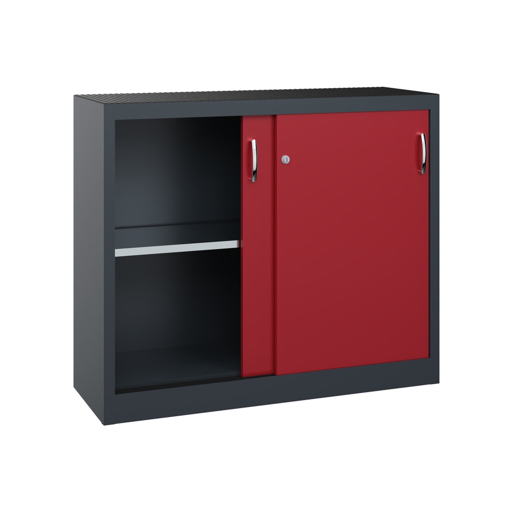 Armoire d’appoint d’atelier C+P avec 1 tablette, H x l x P 1 000 x 1 200 x 400 mm, gris anthracite, rouge rubis N° de l'image du produit 4 : Armoire d’appoint d’atelier C+P avec 1 tablette, H x l x P 1 000 x 1 200 x 400 mm, gris anthracite, rouge rubis