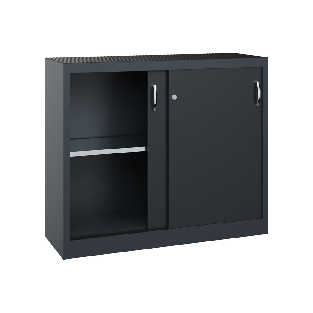 Armoire d’appoint d’atelier C+P avec 1 tablette, H x l x P 1 000 x 1 200 x 400 mm, gris anthracite, gris noir N° de l'image du produit 4 : Armoire d’appoint d’atelier C+P avec 1 tablette, H x l x P 1 000 x 1 200 x 400 mm, gris anthracite, gris noir
