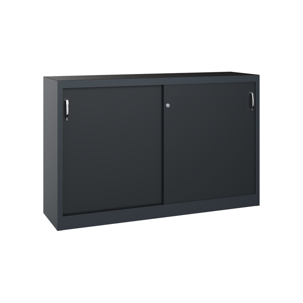 Armoire d’appoint d’atelier C+P avec 2 tablettes, H x l x P 1 000 x 1 600 x 400 mm, cloison de séparation, gris anthracite, gris noir Illustration du produit: Armoire d’appoint d’atelier C+P avec 2 tablettes, H x l x P 1 000 x 1 600 x 400 mm, cloison de séparation, gris anthracite, gris noir