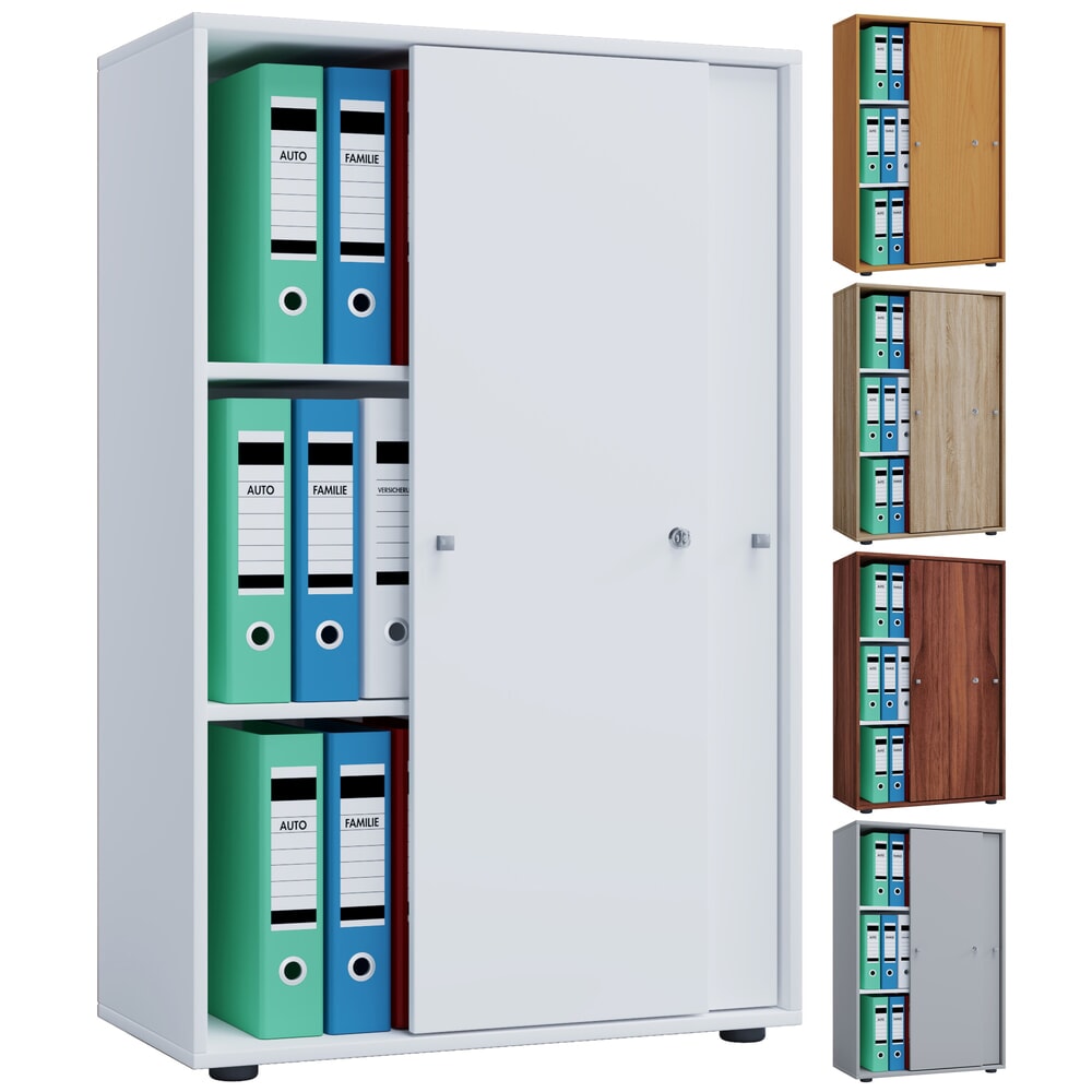 N° de l'image du produit 4 : Lona Armoire de bureau avec portes coulissantes, 3 compartiments, hêtre, 1 110 x 700 x 400 mm