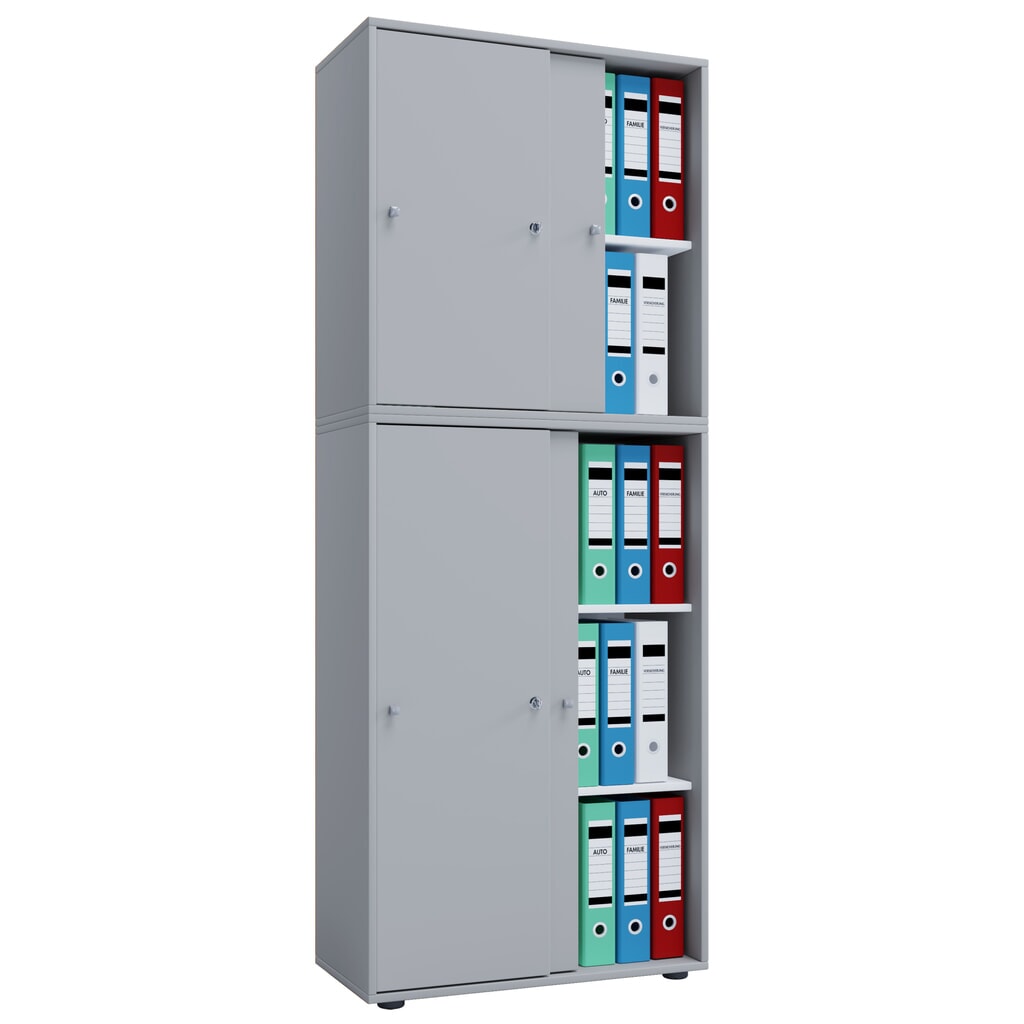 Lona Armoire de bureau avec portes coulissantes, 5 compartiments, HxLxP 1,780 x 700 x 400 mm, gris Illustration du produit: Lona Armoire de bureau avec portes coulissantes, 5 compartiments, HxLxP 1,780 x 700 x 400 mm, gris