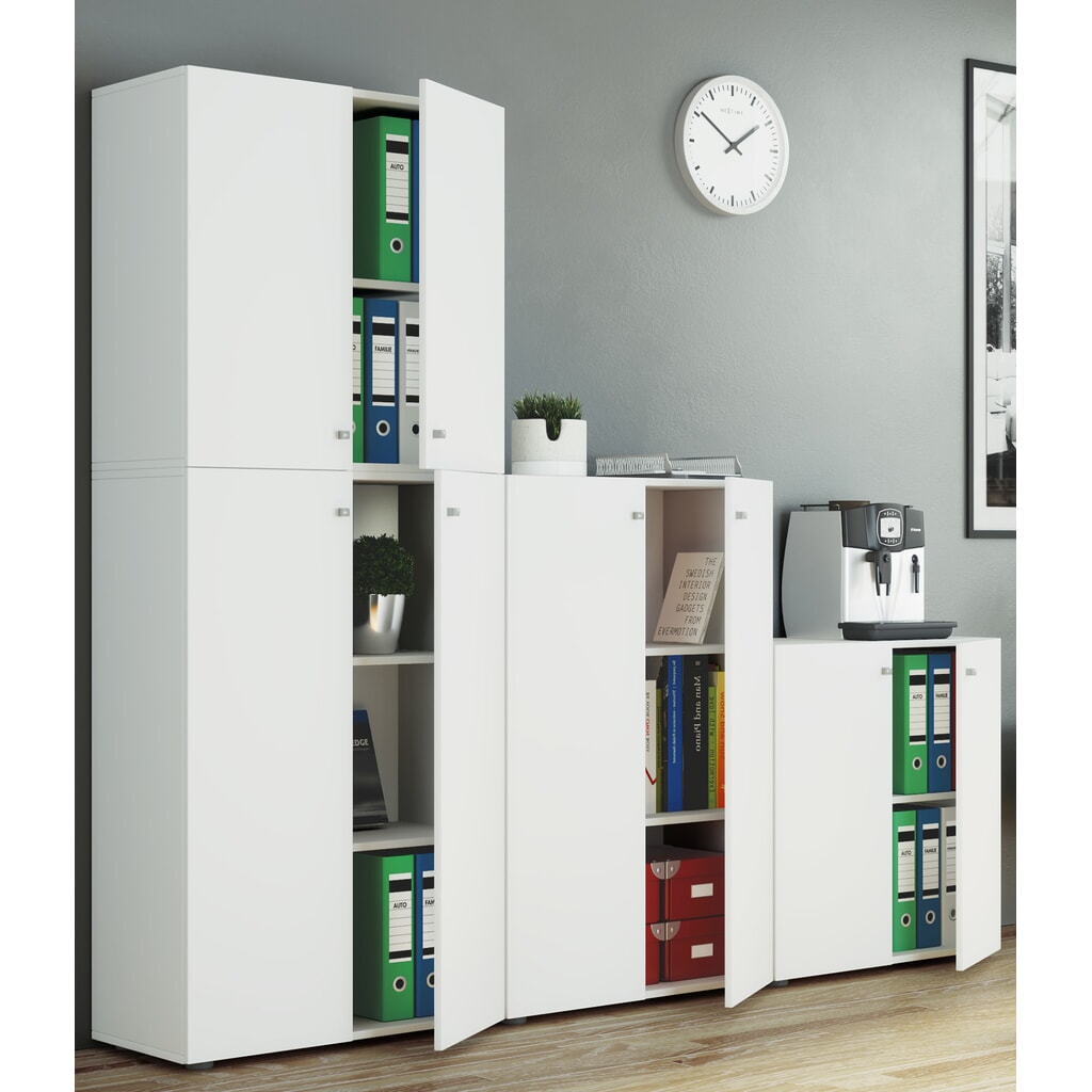 Armoire de bureau VCM Lona L avec portes battantes, blanche N° de l'image du produit 3 : Armoire de bureau VCM Lona L avec portes battantes, blanche
