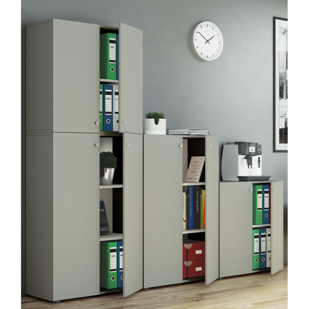 N° de l'image du produit 4 : Armoire de bureau VCM Lona L avec portes battantes, grise