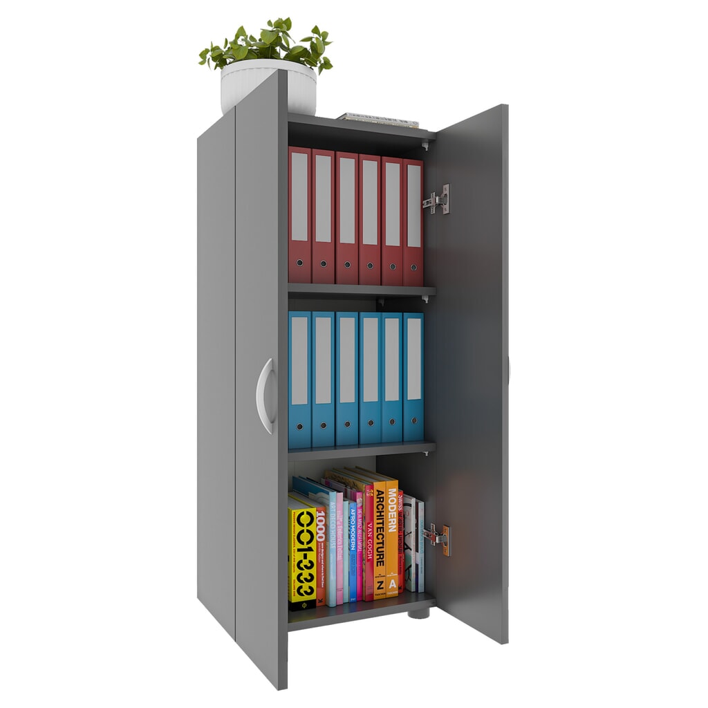 Illustration du produit: Armoire de bureau VCM Ulas 3 compartiments, anthracite