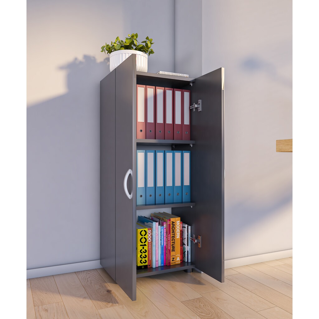 N° de l'image du produit 3 : Armoire de bureau VCM Ulas 3 compartiments, anthracite