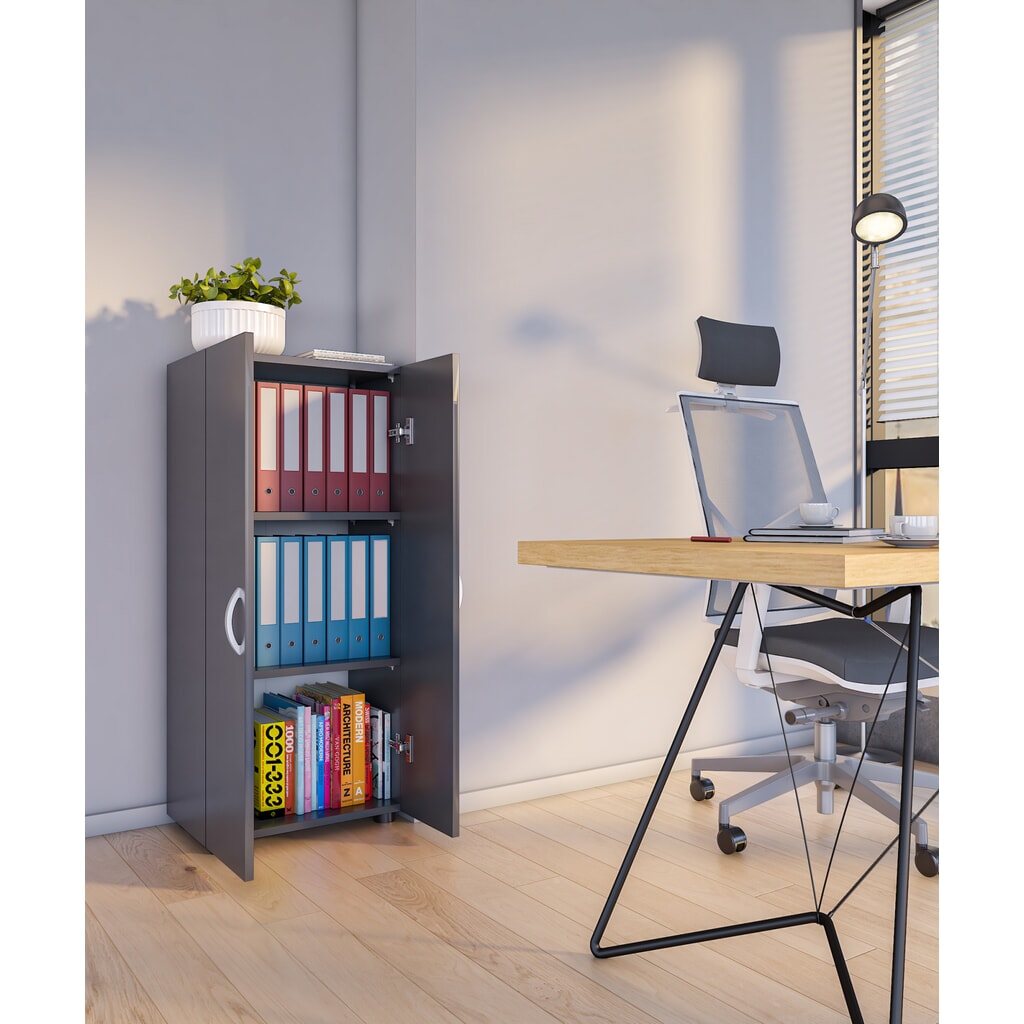 N° de l'image du produit 4 : Armoire de bureau VCM Ulas 3 compartiments, anthracite