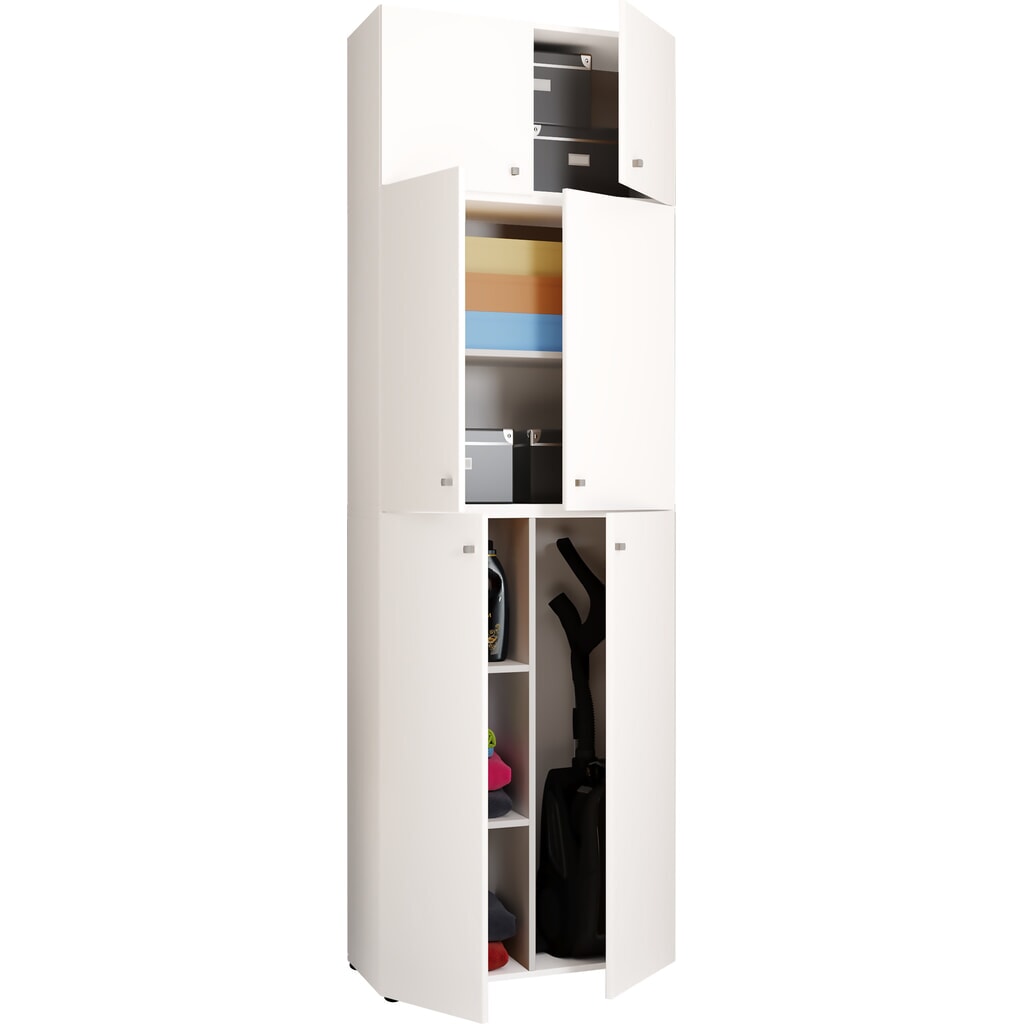 VCM armoire à produits de nettoyage Lona XXL avec portes battantes, avec rehausse, blanche Illustration du produit: VCM armoire à produits de nettoyage Lona XXL avec portes battantes, avec rehausse, blanche