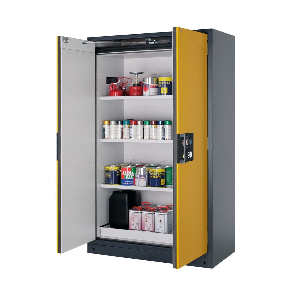 Illustration du produit: Armoire coupe-feu asecos® Q-PEGASUS / type 90, 3 tablettes, haut. x larg. x prof. 1 953 x 1 193 x 615 mm, jaune d’or
