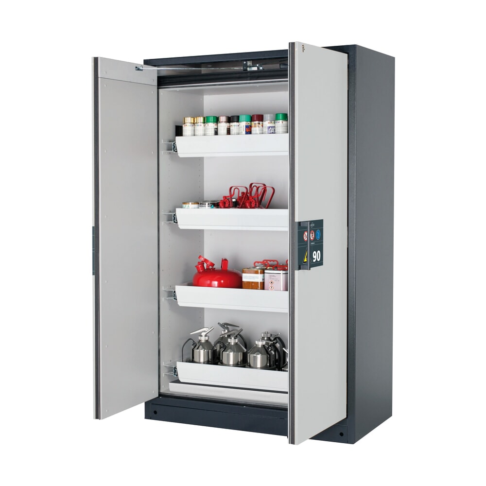Illustration du produit: Armoire coupe-feu asecos® Q-PEGASUS / type 90, 4 cuves extractibles, haut. x larg. x prof. 1 953 x 1 193 x 615 mm, gris clair