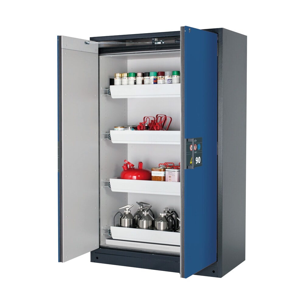 Illustration du produit: Armoire coupe-feu asecos® Q-PEGASUS / type 90, 4 cuves extractibles, haut. x larg. x prof. 1 953 x 1 193 x 615 mm, bleu gentiane