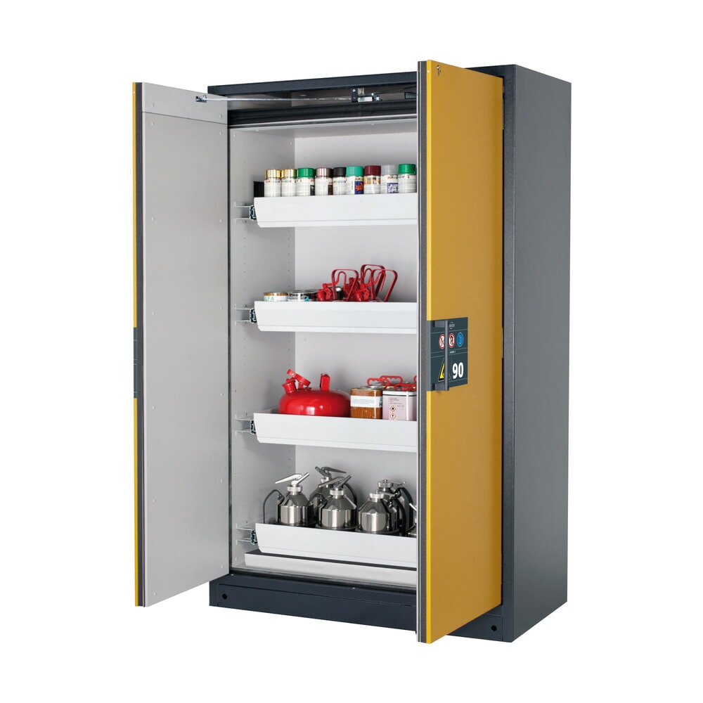 Illustration du produit: Armoire coupe-feu asecos® Q-PEGASUS / type 90, 4 cuves extractibles, haut. x larg. x prof. 1 953 x 1 193 x 615 mm, jaune d’or