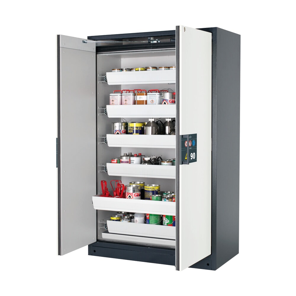 Illustration du produit: Armoire coupe-feu asecos® Q-PEGASUS / type 90, 6 cuves extractibles, haut. x larg. x prof. 1 953 x 1 193 x 615 mm, blanc pur