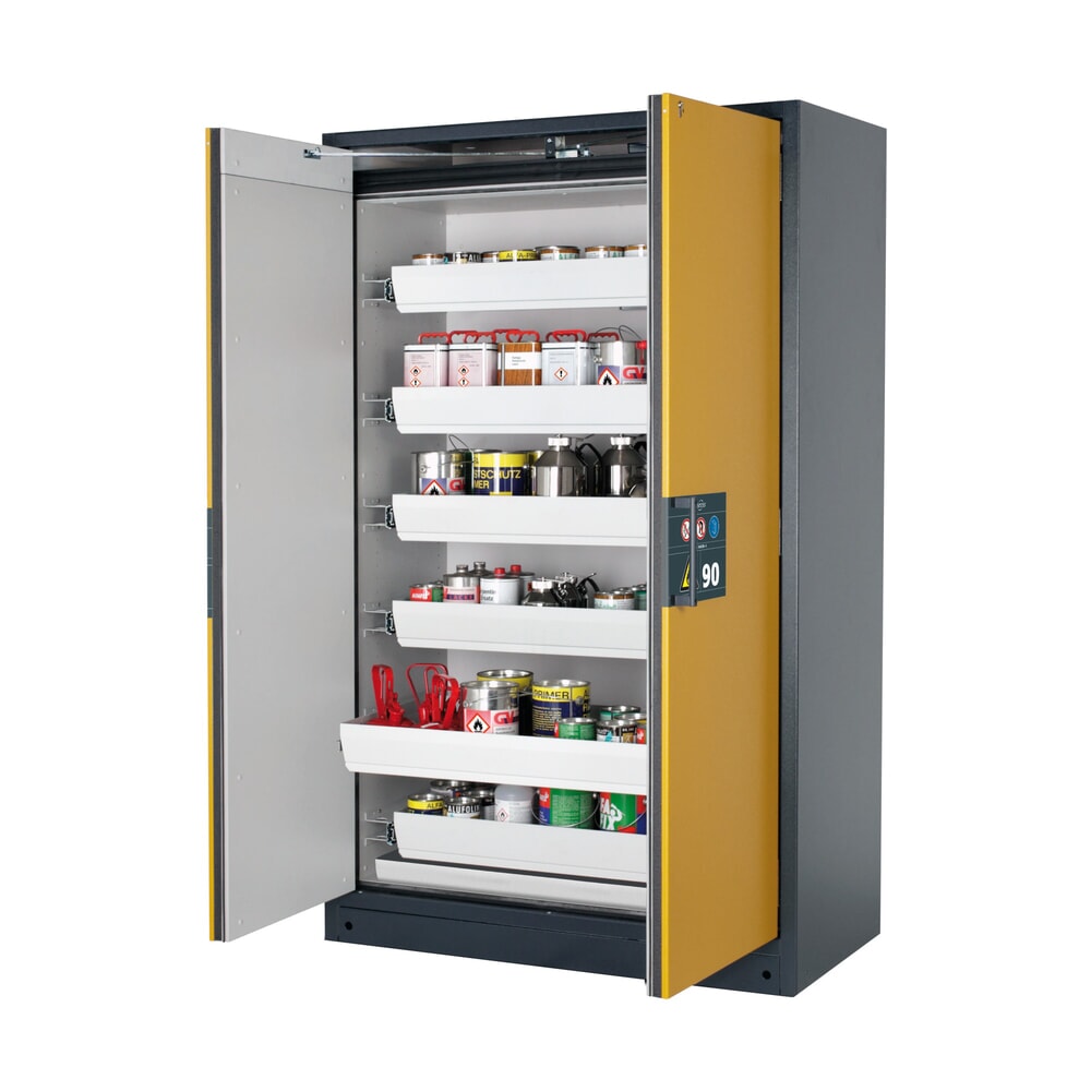 Illustration du produit: Armoire coupe-feu asecos® Q-PEGASUS / type 90, 6 cuves extractibles, haut. x larg. x prof. 1 953 x 1 193 x 615 mm, jaune d’or