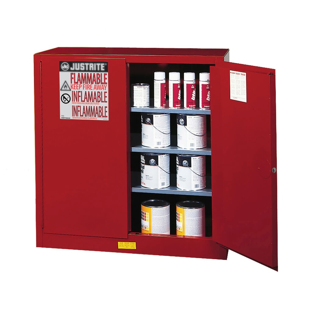Armoire coupe-feu Justrite® Classic Sure-Grip® FM, pour matériaux inflammables, HxlxP 1 120 x 1 090 x 460 mm, fermeture automatique N° de l'image du produit 2 : Armoire coupe-feu Justrite® Classic Sure-Grip® FM, pour matériaux inflammables, HxlxP 1 120 x 1 090 x 460 mm, fermeture automatique