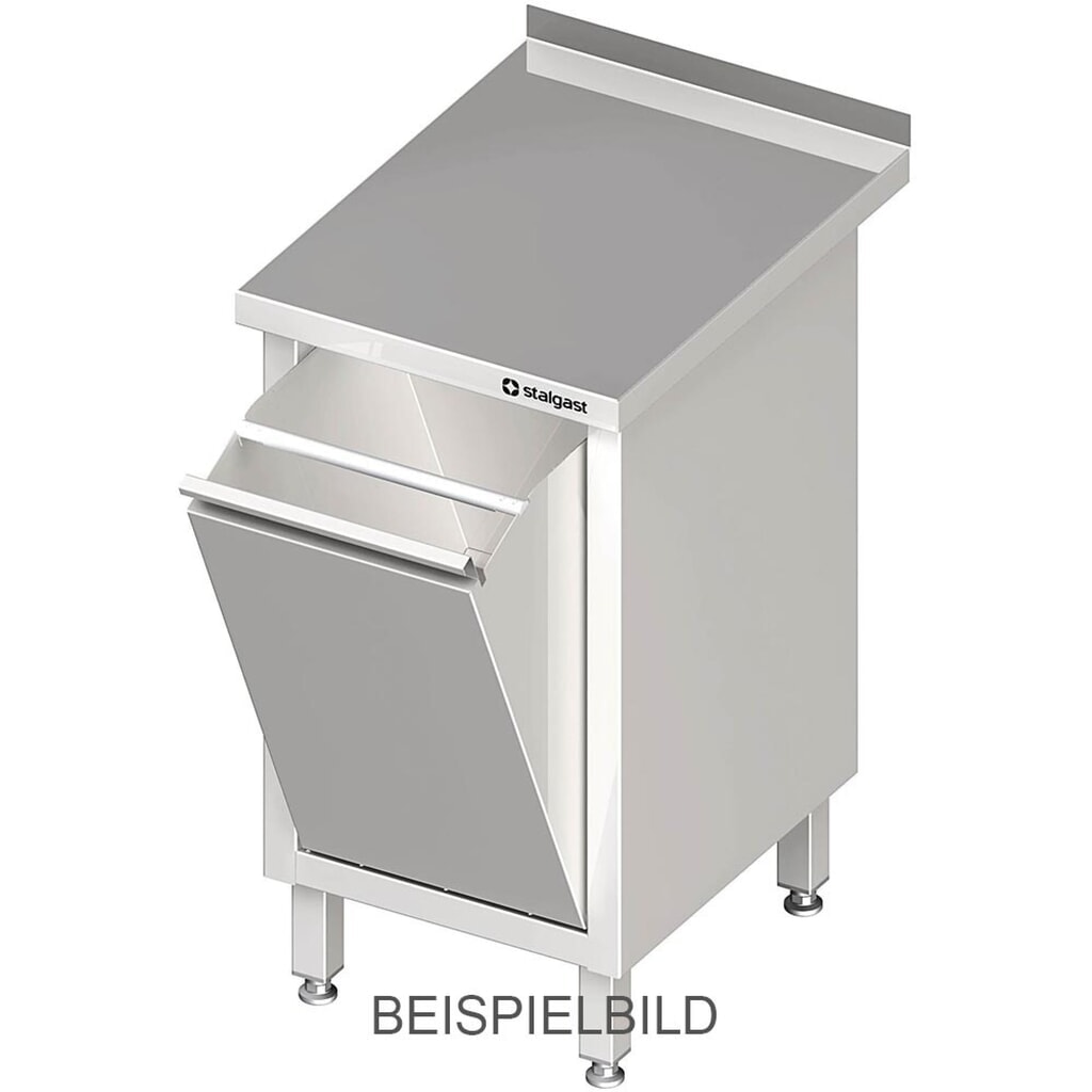 Armoire de travail Stalgast avec conteneur à déchets basculant, 450x600x850 mm, sans rebord, soudée Illustration du produit: Armoire de travail Stalgast avec conteneur à déchets basculant, 450x600x850 mm, sans rebord, soudée
