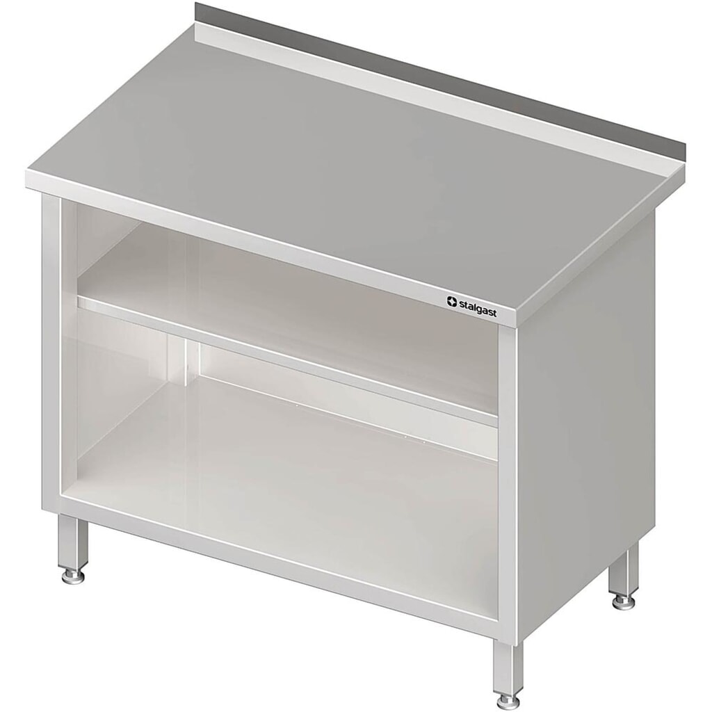 Armoire de travail Stalgast ouverte, avec fond et plateau intermédiaire, 400x600x850 mm, avec rebord, soudée Illustration du produit: Armoire de travail Stalgast ouverte, avec fond et plateau intermédiaire, 400x600x850 mm, avec rebord, soudée