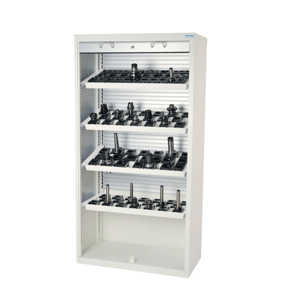 N° de l'image du produit 1 : Armoire haute Bedrunka+Hirth pour outils CNC avec volet roulant en aluminium, H x l x P 1 950 x 1 000 x 500 mm, SK 30 (80 pièces)