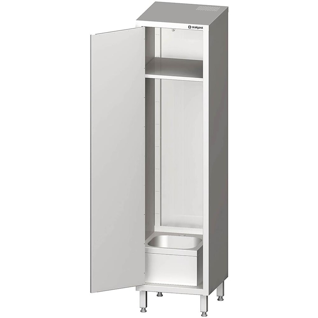 Armoire haute Stalgast avec évier pour ustensiles de nettoyage, 500 x 500 x 2 000 mm, soudée Illustration du produit: Armoire haute Stalgast avec évier pour ustensiles de nettoyage, 500 x 500 x 2 000 mm, soudée