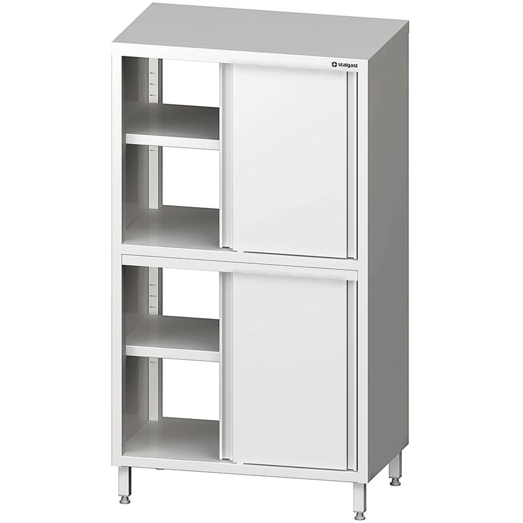 Armoire haute traversante Stalgast à portes coulissantes, 800x500x1800 mm, avec deux compartiments de rangement, soudée, Illustration du produit: Armoire haute traversante Stalgast à portes coulissantes, 800x500x1800 mm, avec deux compartiments de rangement, soudée,