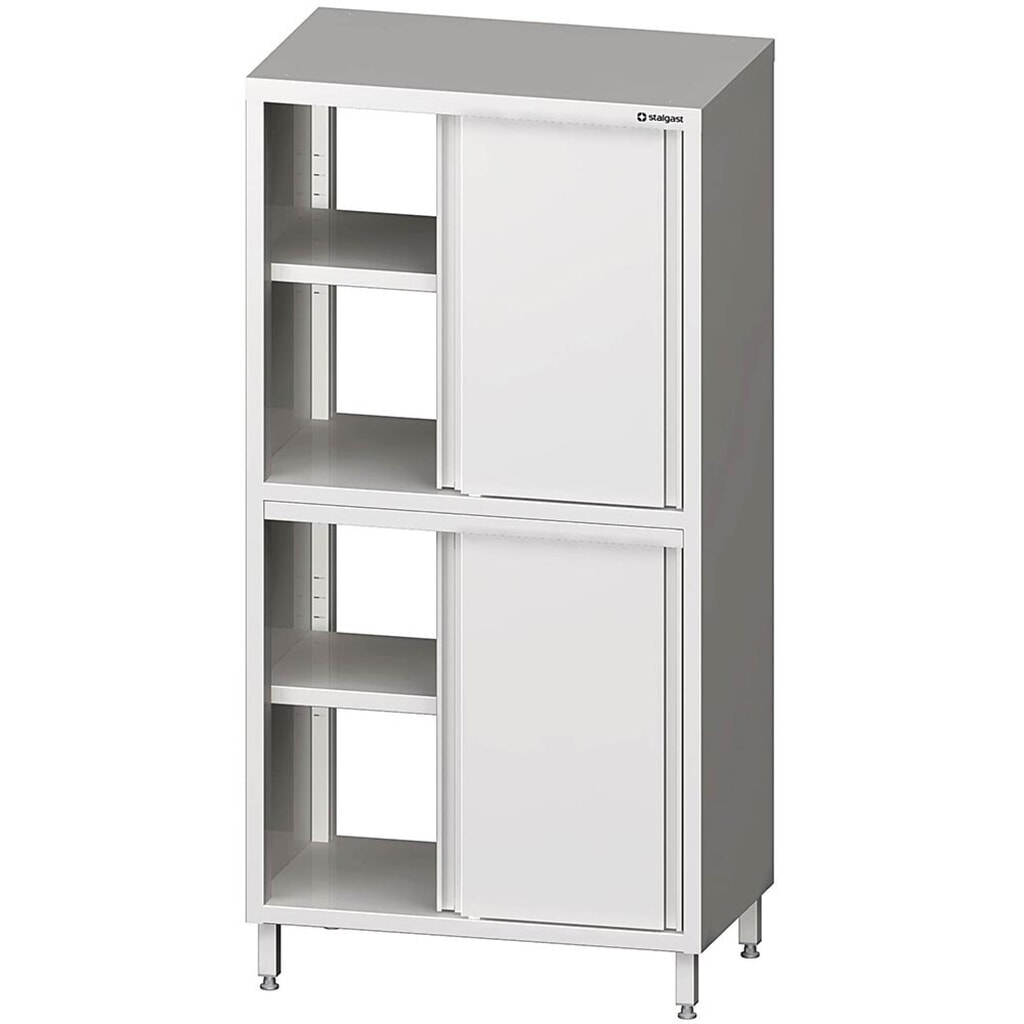 Armoire haute traversante Stalgast à portes coulissantes, 800x500x2000 mm, avec deux compartiments de rangement, soudée, Illustration du produit: Armoire haute traversante Stalgast à portes coulissantes, 800x500x2000 mm, avec deux compartiments de rangement, soudée,