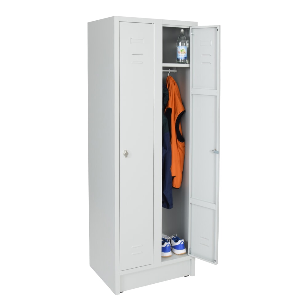 N° de l'image du produit 3 : Armoire-penderie avec socle HEMMDAL HG-S-2, fermeture à pêne tournant, 2 compartiments, gris clair