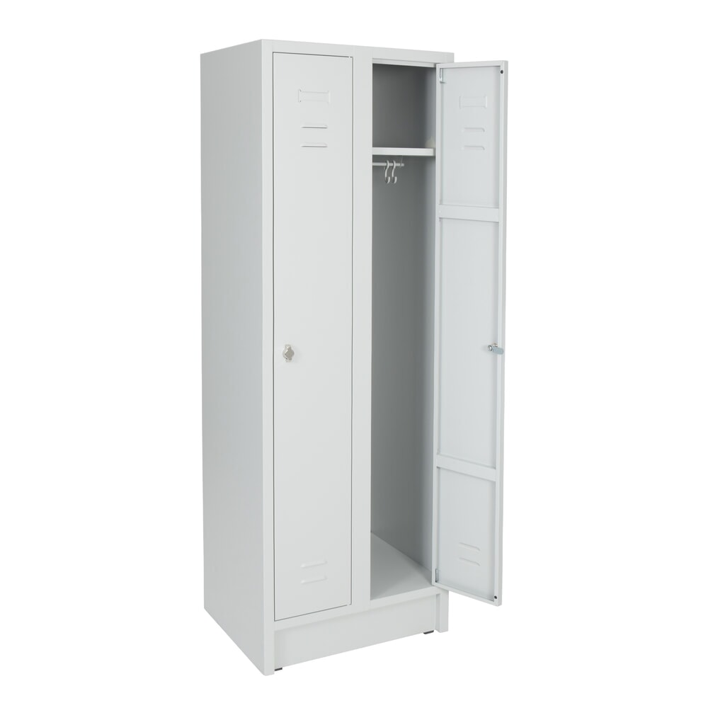 N° de l'image du produit 4 : Armoire-penderie avec socle HEMMDAL HG-S-2, fermeture à pêne tournant, 2 compartiments, gris clair