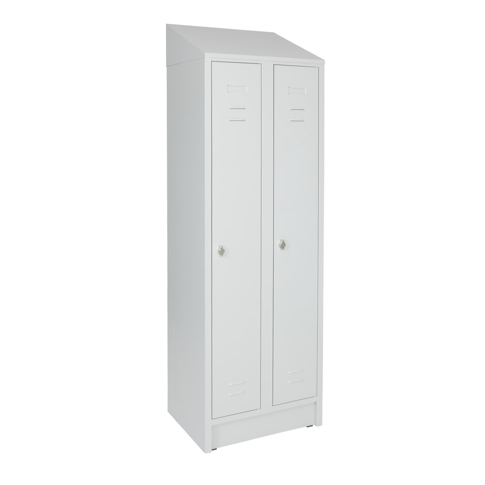 N° de l'image du produit 5 : Armoire-penderie avec socle HEMMDAL HG-S-2, fermeture à pêne tournant, 2 compartiments, gris clair
