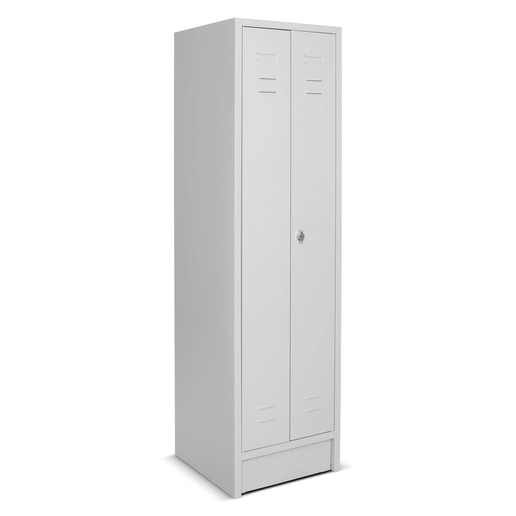 Armoire-penderie avec socle + fermeture à pêne tournant, 2 compartiments pour 1 personne, HxlxP 1 800 x 500 x 500 mm Illustration du produit: Armoire-penderie avec socle + fermeture à pêne tournant, 2 compartiments pour 1 personne, HxlxP 1 800 x 500 x 500 mm