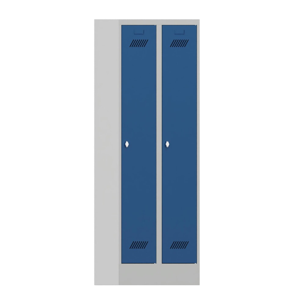 Illustration du produit: Armoire-penderie PAVOY avec socle + fermeture à pêne tournant, 2 compartiments, H x l x P 1 850 x 630 x 500 mm, bleu gentiane, gris clair