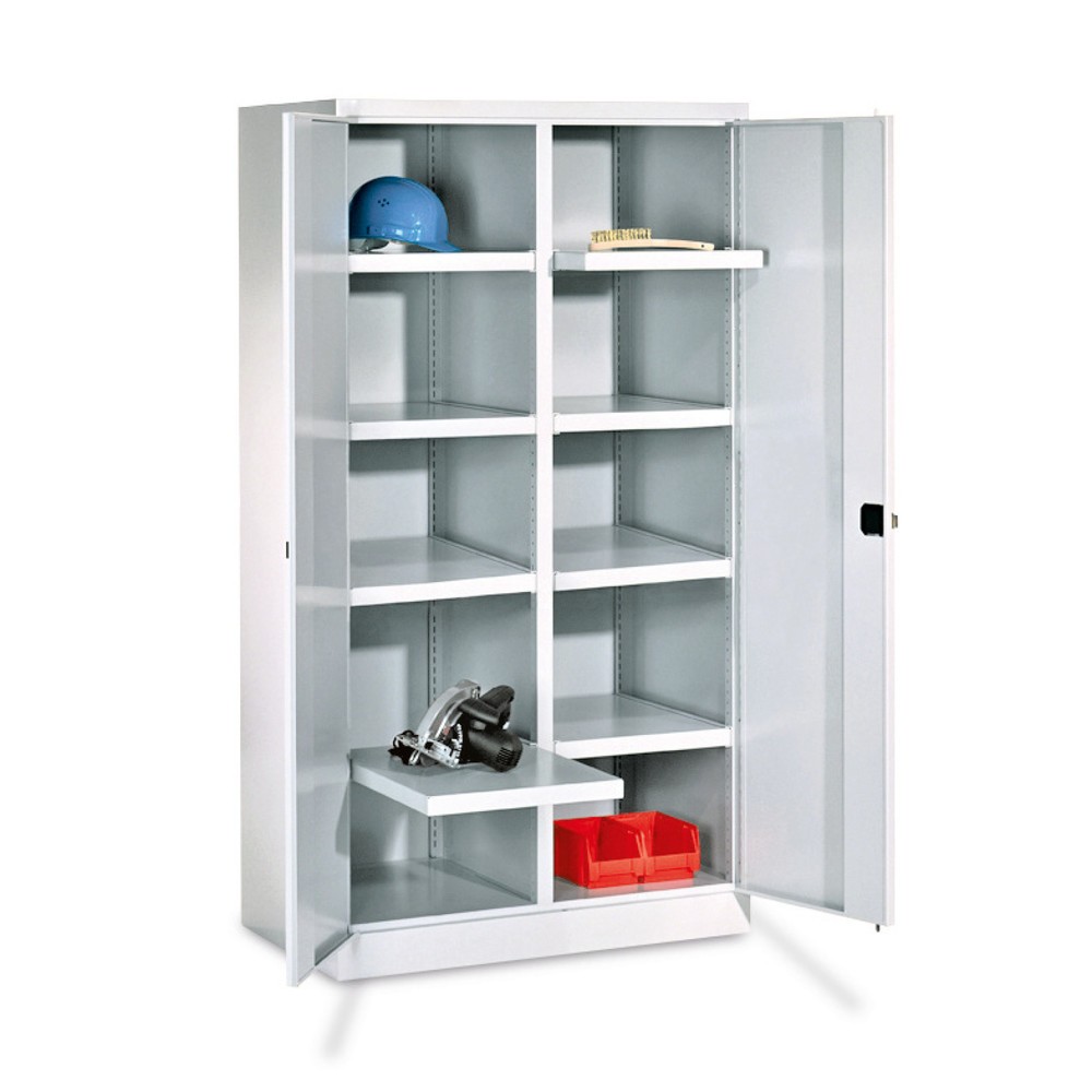 N° de l'image du produit 3 : Armoire pour charges lourdes PAVOY Premium avec paroi intermédiaire, 6 tablettes + tiroirs 4 x 175 mm, gris clair, gris clair