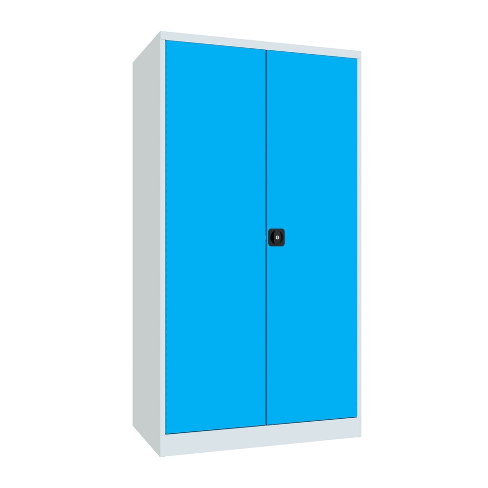 Illustration du produit: Armoire pour charges lourdes PAVOY Premium avec paroi intermédiaire, 8 tablettes, bleu clair, gris clair