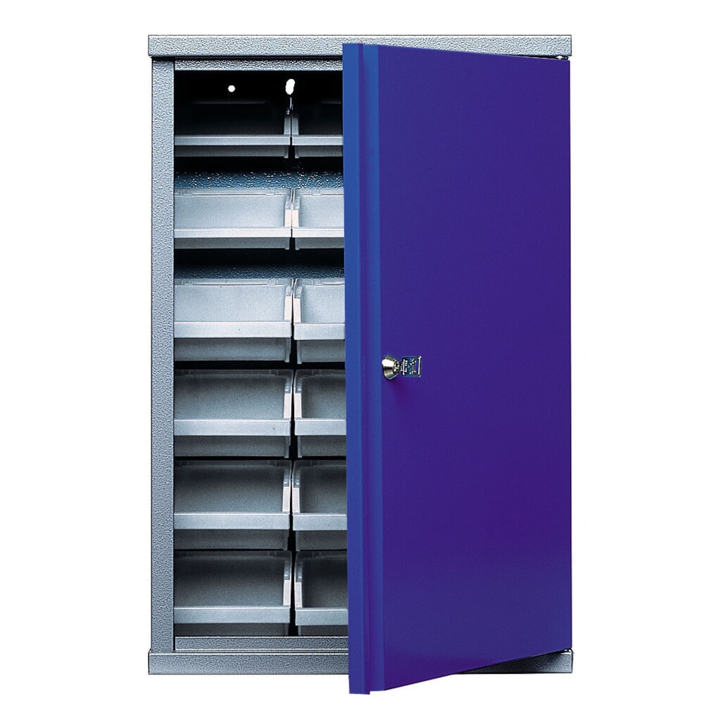 Armoire suspendue avec 18 bacs, H x l x p 600 x 400 x 160 mm, bleu Illustration du produit: Armoire suspendue avec 18 bacs, H x l x p 600 x 400 x 160 mm, bleu