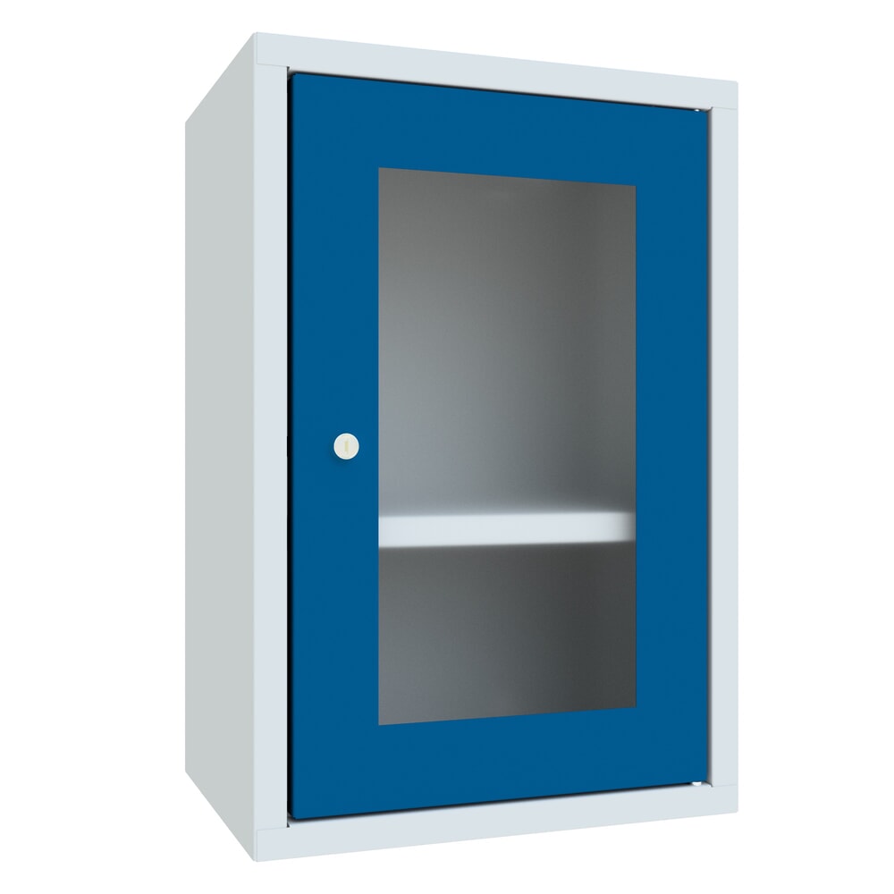 Illustration du produit: Armoire suspendue PAVOY avec regard, H x l x P 600 x 400 x 300 mm, bleu gentiane, gris clair