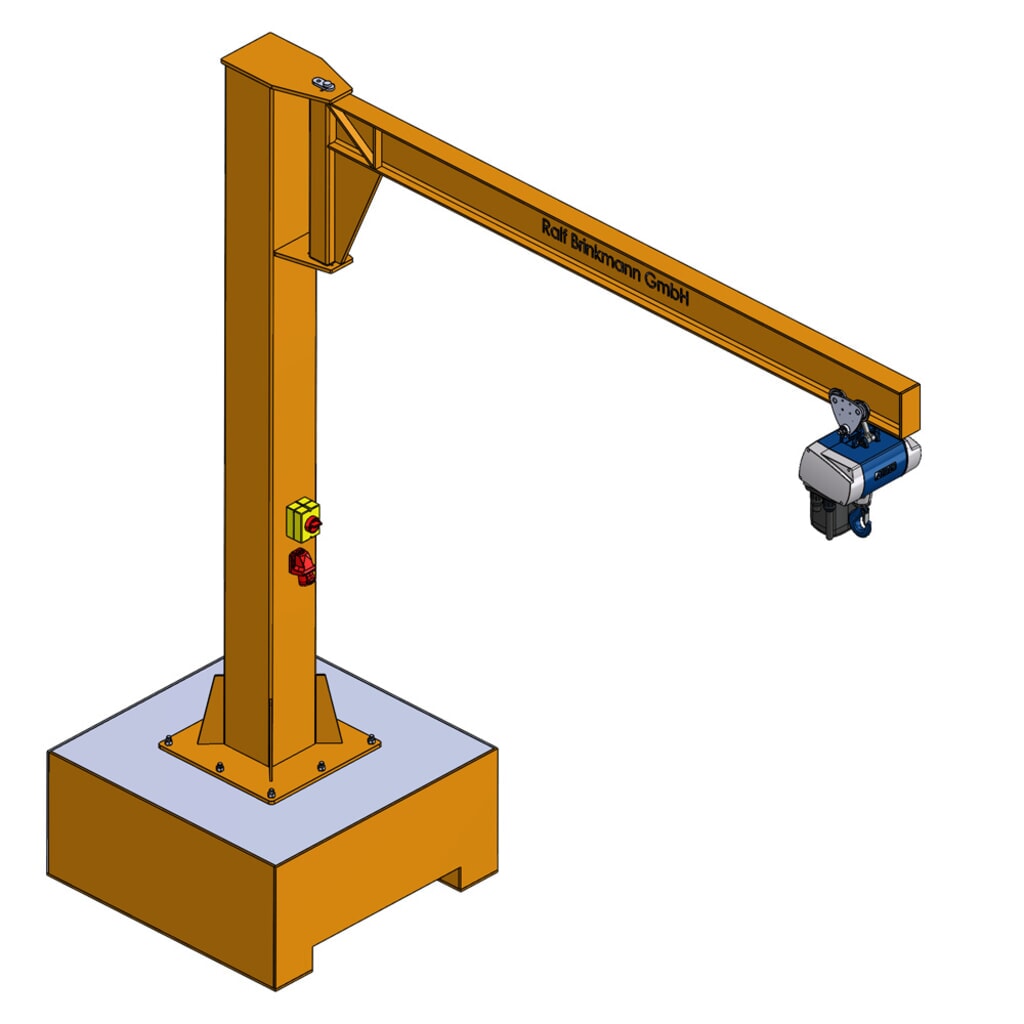 N° de l'image du produit 6 : Brinkmann mobiler Säulenschwenkkran mit Stahl Ausleger, ABUS Kettenzug, Tragfähigkeit 160 kg, Ausladung 2 m