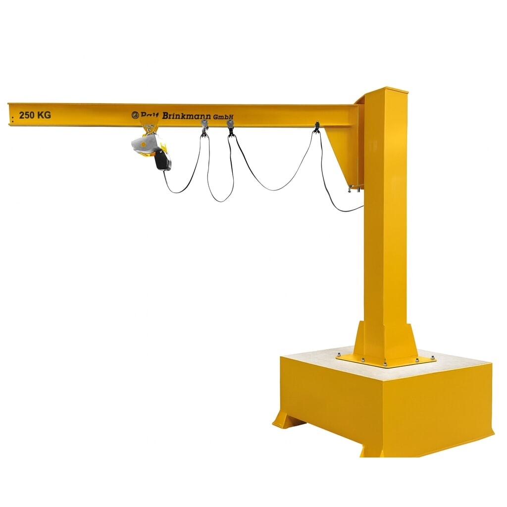 Brinkmann mobiler Säulenschwenkkran mit Stahl Ausleger, ABUS Kettenzug, Tragfähigkeit 160 kg, Ausladung 2 m N° de l'image du produit 1 : Brinkmann mobiler Säulenschwenkkran mit Stahl Ausleger, ABUS Kettenzug, Tragfähigkeit 160 kg, Ausladung 2 m