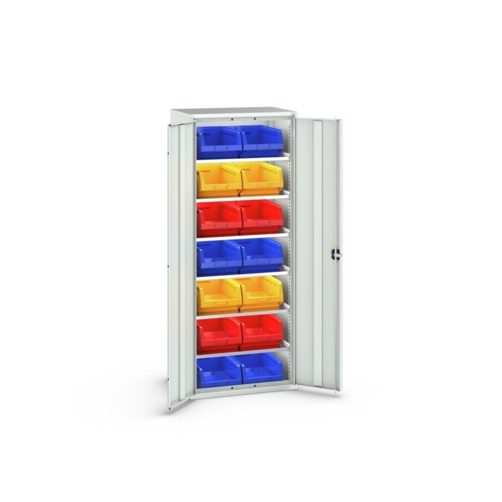 N° de l'image du produit 3 : bott Armoire à bacs verso, avec 6 tablettes et 14 bacs à bec, lxPxH : 800 x 550 x 2 000 mm