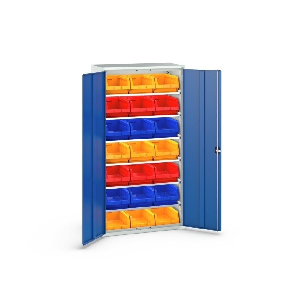 N° de l'image du produit 3 : bott Armoire à bacs verso, avec 6 tablettes et 21 bacs à bec, lxPxH : 1 050 x 550 x 2 000 mm