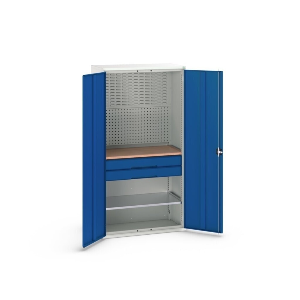 N° de l'image du produit 3 : bott Armoire à portes battantes verso avec 2 tiroirs, avec 2 tablettes et paroi arrière, lxPxH : 1 050 x 550 x 2 000 mm