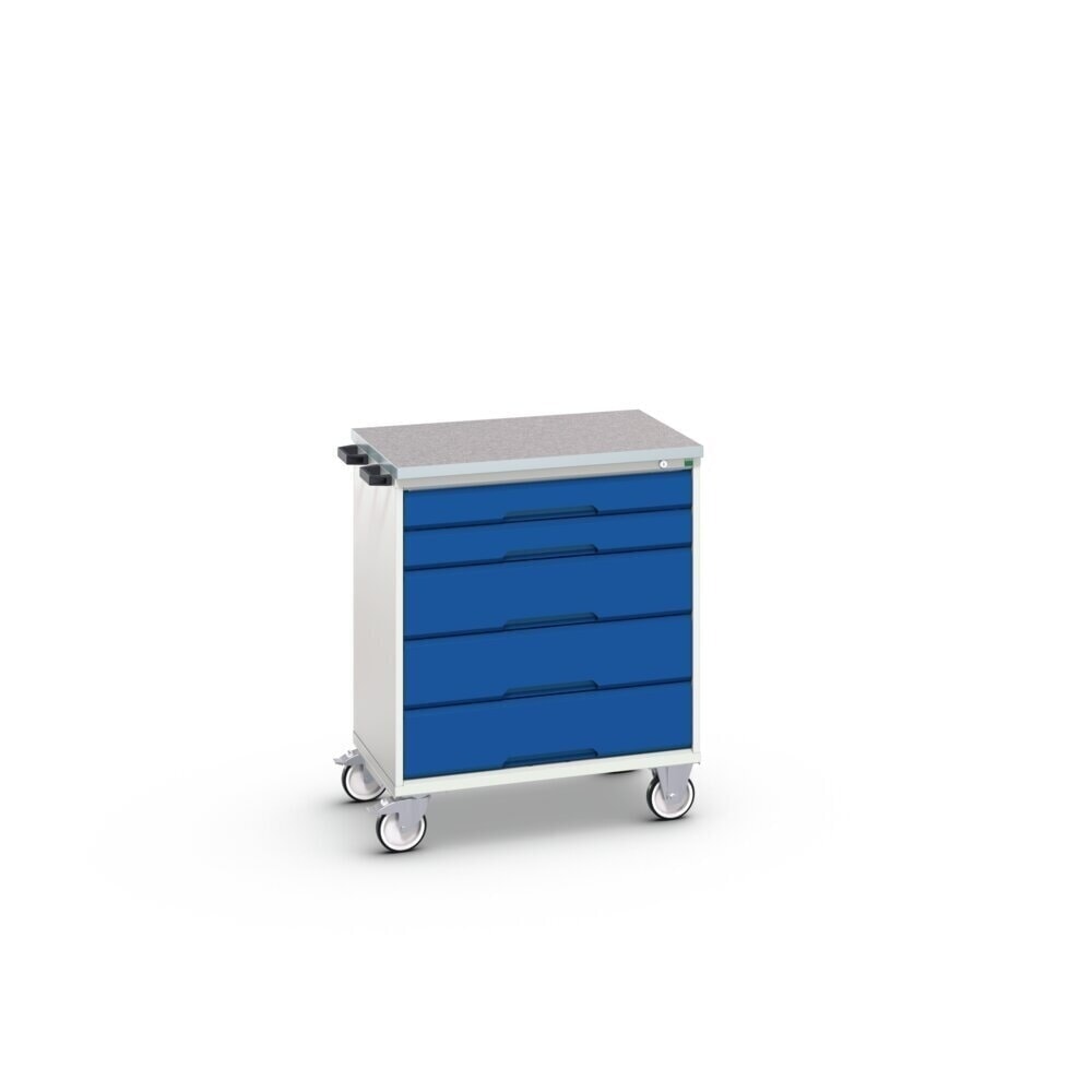 N° de l'image du produit 2 : bott Armoire à tiroirs verso mobile, avec 5 tiroirs et top en linoléum, lxPxH : 800 x 600 x 980 mm