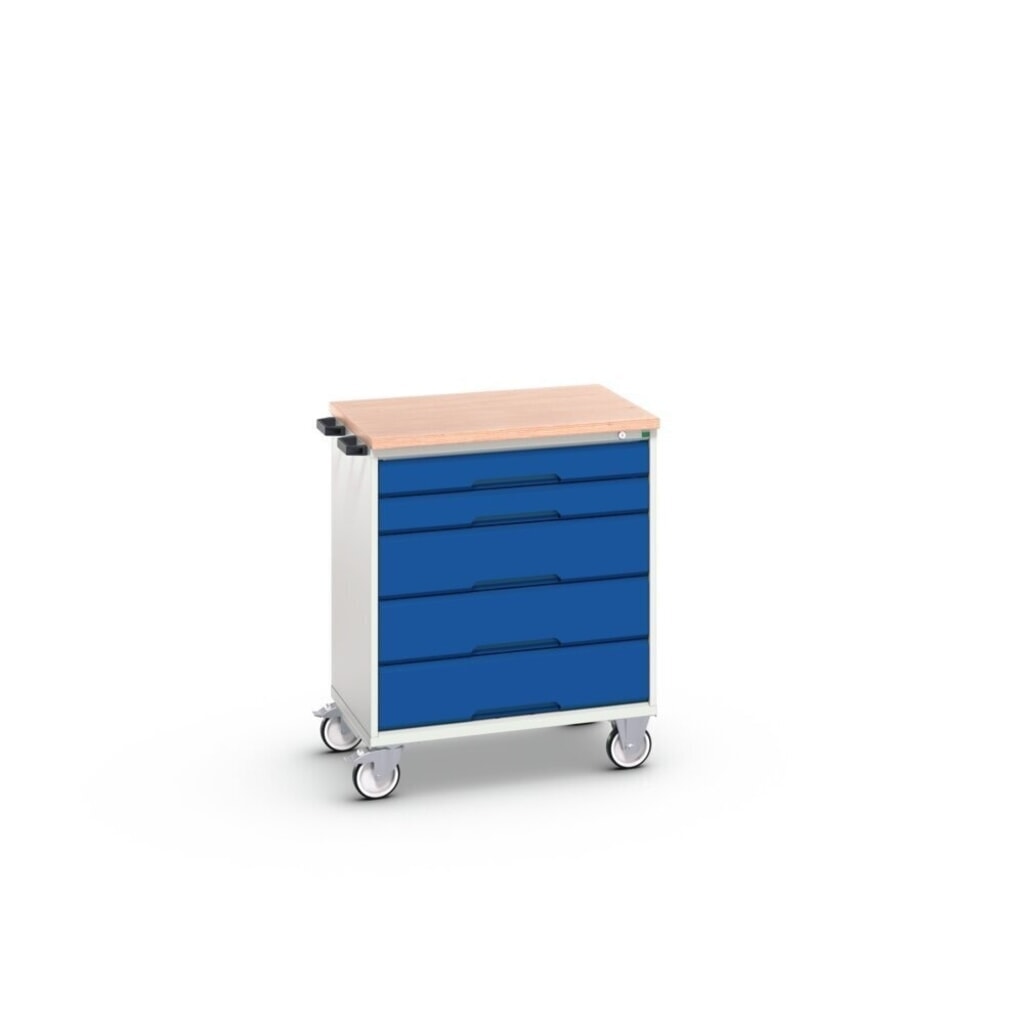 bott Armoire à tiroirs verso mobile, avec 5 tiroirs et top en multiplex, lxPxH : 800 x 600 x 980 mm N° de l'image du produit 2 : bott Armoire à tiroirs verso mobile, avec 5 tiroirs et top en multiplex, lxPxH : 800 x 600 x 980 mm
