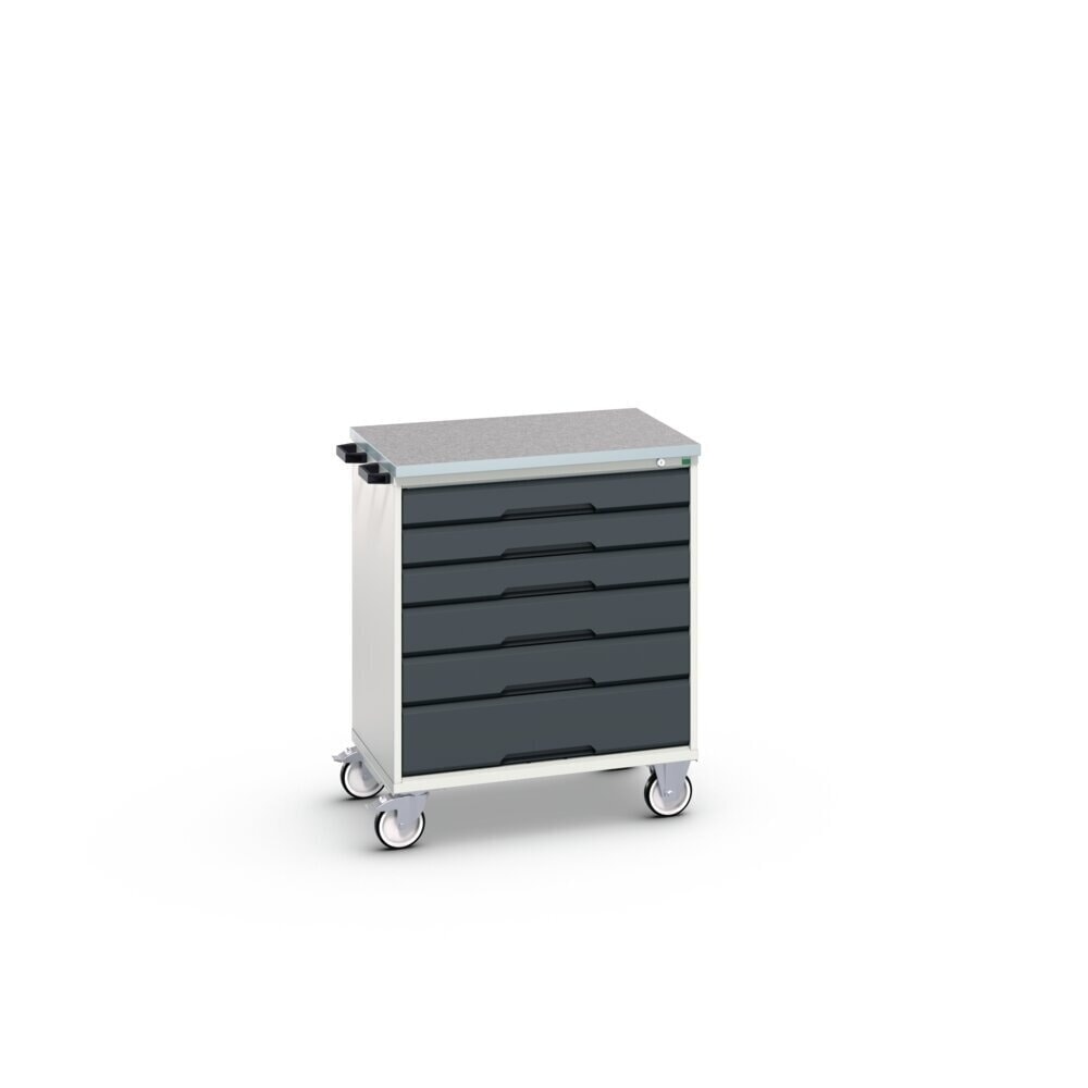 N° de l'image du produit 2 : bott verso Chariot d’atelier, avec 6 tiroirs et top en linoléum, lxPxH : 800 x 600 x 980 mm