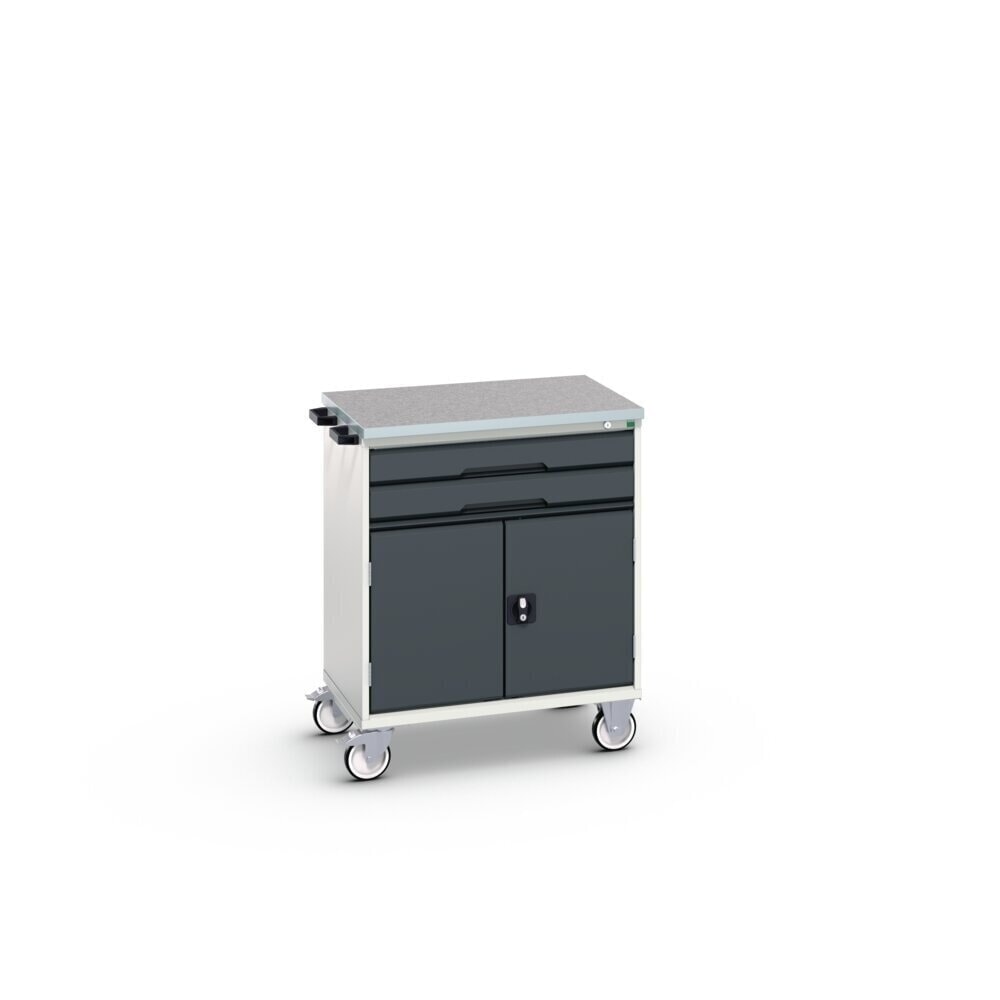 N° de l'image du produit 2 : bott verso Chariot d’atelier, avec 2 tiroirs, porte et top en linoléum, lxPxH : 800 x 600 x 980 mm