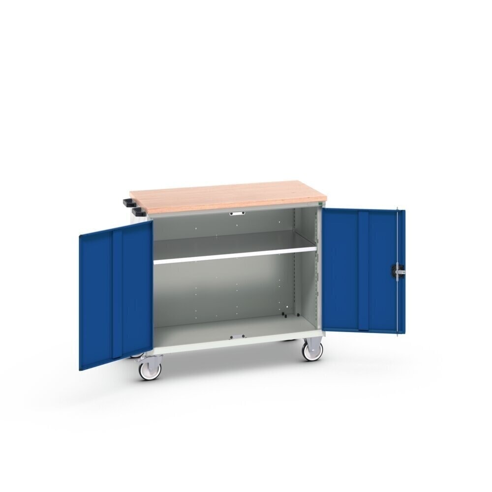 N° de l'image du produit 2 : bott verso Chariot d’atelier, avec 2 portes, tablette et top en multiplex, lxPxH : 1050 x 600 x 980 mm
