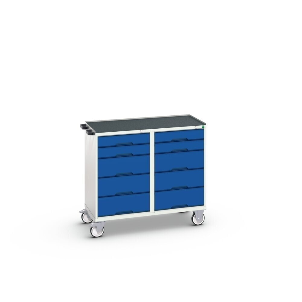 N° de l'image du produit 2 : bott Chariot de montage verso, avec 10 tiroirs et rebord anti-chutes, lxPxH : 1 050 x 550 x 965 mm