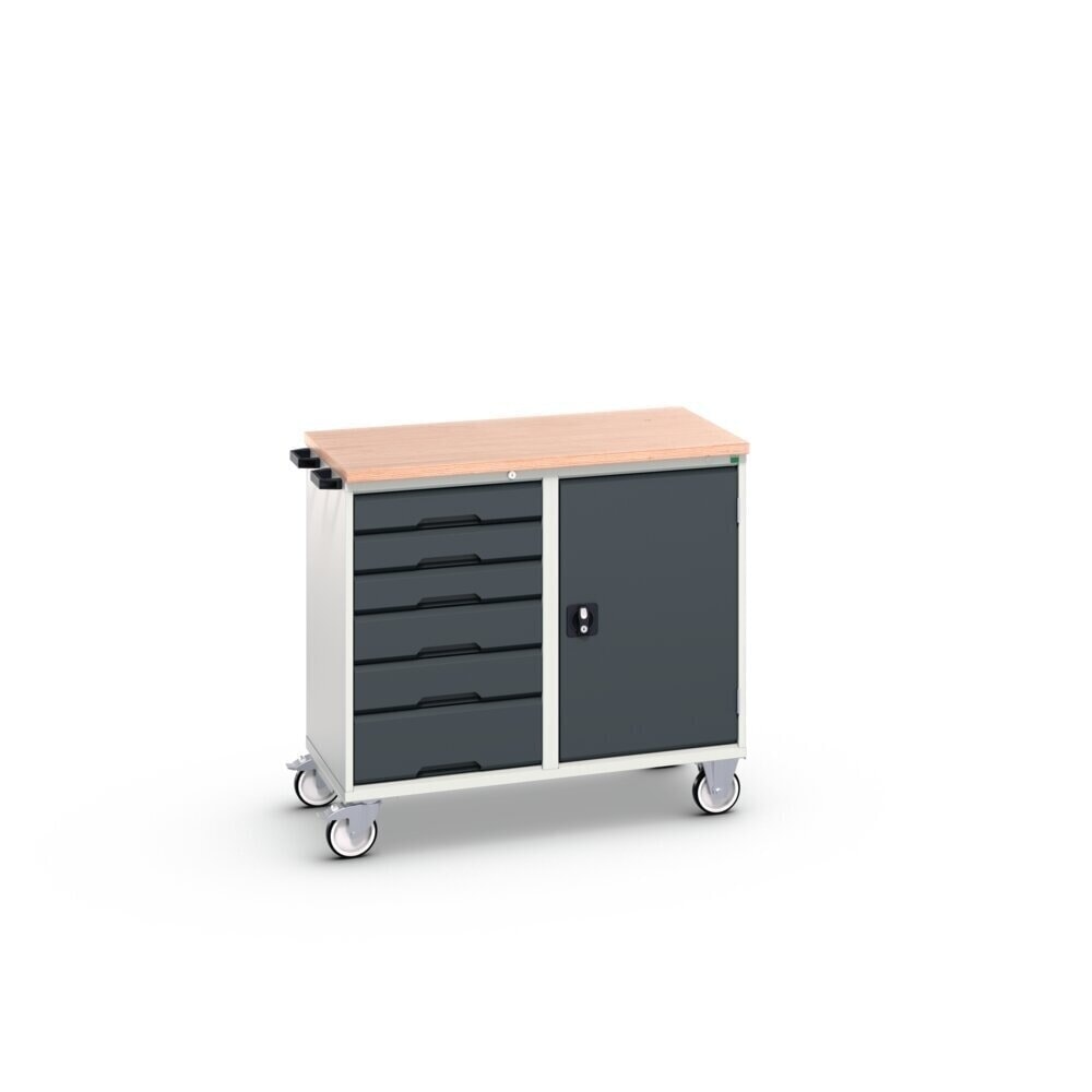 N° de l'image du produit 2 : bott Chariot de montage verso, avec 6 tiroirs, porte et top en multiplex, lxPxH : 1 050 x 600 x 980 mm