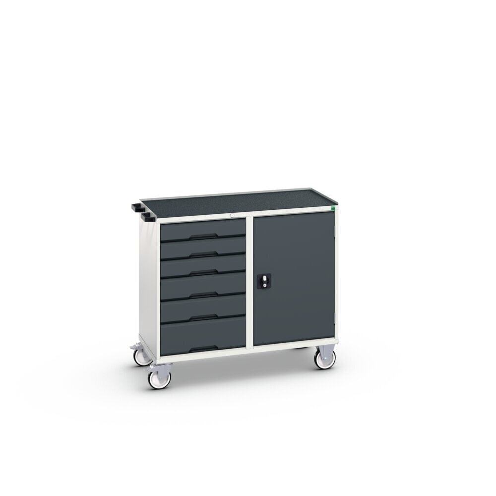 N° de l'image du produit 2 : bott Chariot de montage verso, avec 6 tiroirs, porte et rebord anti-chutes, lxPxH : 1 050 x 550 x 965 mm