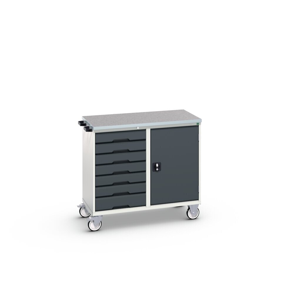 N° de l'image du produit 2 : bott Chariot de montage verso, avec 7 tiroirs, porte et top en linoléum, lxPxH : 1 050 x 600 x 980 mm